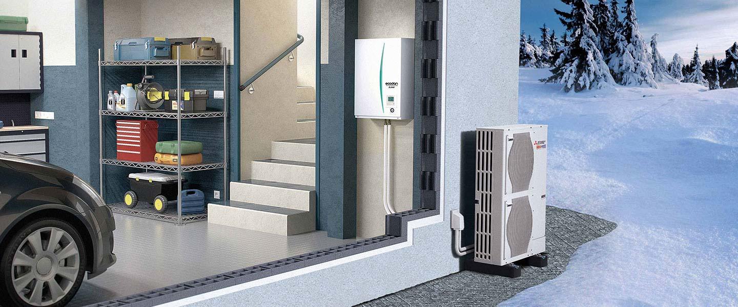 Mitsubishi Ecodan 17 à 25kw Pompe-à-chaleur-air-eau-ecodan-hydrobox-hiver-light